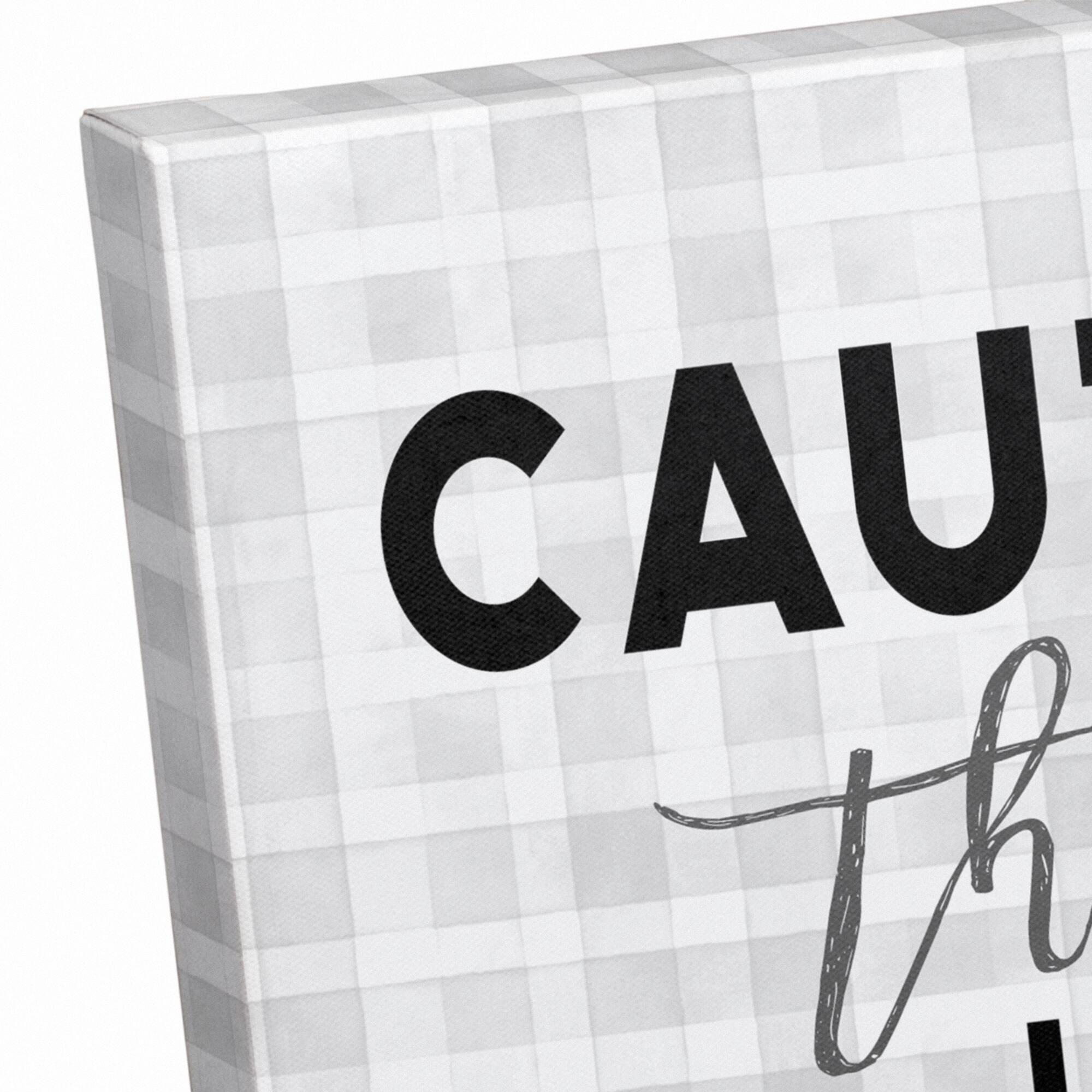 Caution Dog Kisses Canvas Wall Art